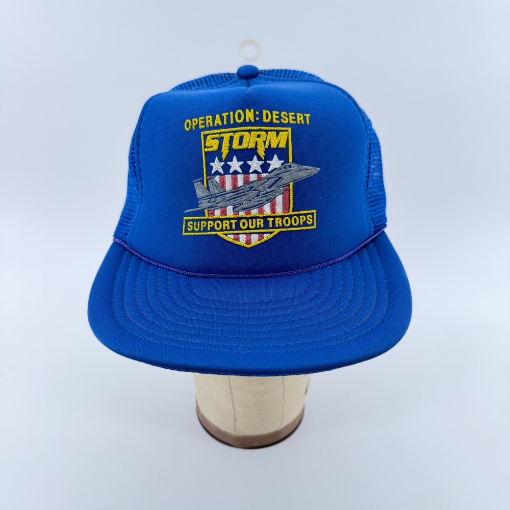 Vintage 1990's Operation Desert Storm Blue Adjustable Hat Support our Troops